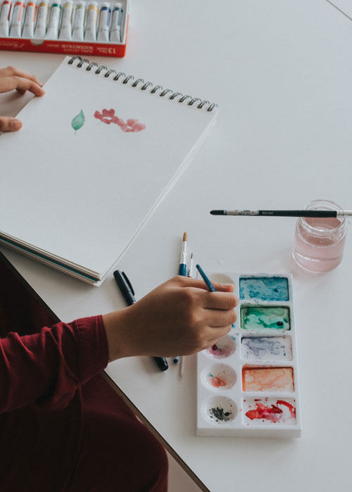 Person Watercolor Painting as Art Therapy with Anchored Mental Health and Wellness